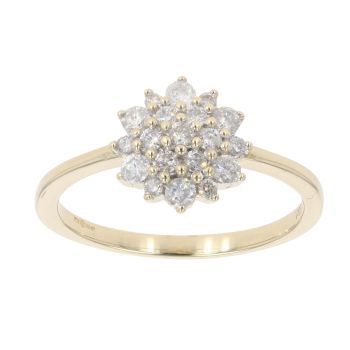 9ct Yellow Gold 0.50ct Brilliant Cut Diamond Cluster Ring