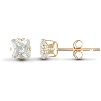 9ct Yellow Gold Square Cubic Zirconia Stud