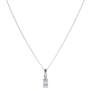 Silver Cubic Zirconia Fancy Pendant And Chain 18" By Icesia