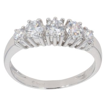 18ct White Gold Five Stone Cubic Zirconia Ring