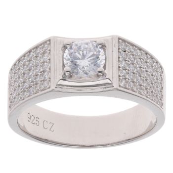 Silver Cubic Zirconia Signet Ring