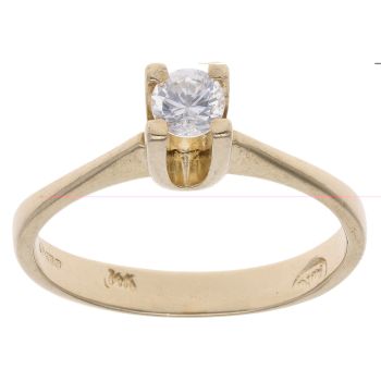 14ct Yellow Gold Single Stone Cubic Zirconia Ring