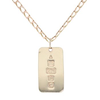 9ct Yellow Gold Ingot And Square Link Curb Chain