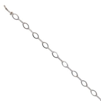 9ct White Gold Cubic Zirconia Oval Link Bracelet 7"