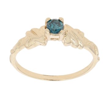 9ct Yellow Gold 0.20ct Brilliant Cut Blue Diamond Solitaire Ring