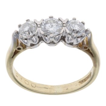 18ct Yellow Gold 1.00ct Brilliant Cut Diamond Trilogy Ring
