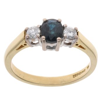 18ct Yellow Gold 0.20ct Diamond And Sapphire Three Stone Ring