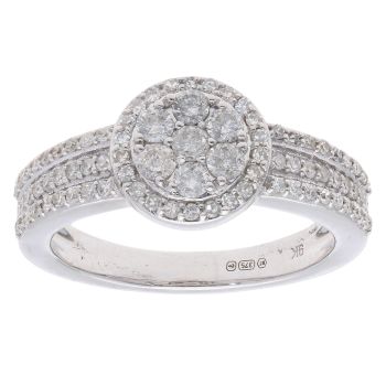 9ct White Gold 0.67ct Diamond Cluster Ring by Anya Belle