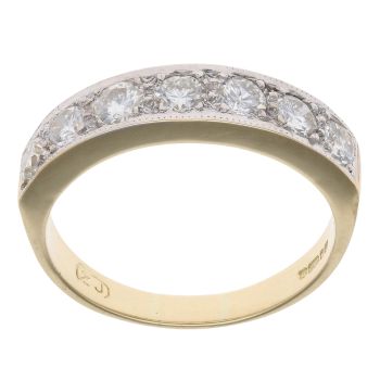 18ct Yellow Gold 1.00ct Brilliant Cut Diamond Half Eternity Ring