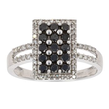9ct White Gold 0.75ct Black and White Diamond Ring