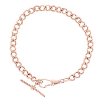 9ct Rose Gold Curb T-Bar Bracelet 7.5"