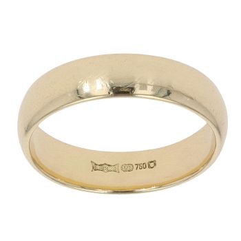18ct Yellow Gold Plain Court Wedding Band 4.8mm