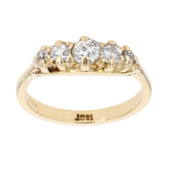 18ct Yellow Gold 0.65ct Diamond Five Stone Ring