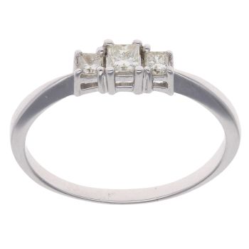 9ct White Gold 0.25ct Diamond Trilogy Ring