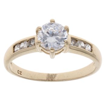 9ct Yellow Gold Cubic Zirconia Solitaire Ring