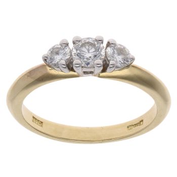 18ct Yellow Gold 0.50ct Brilliant Cut Diamond Trilogy Ring