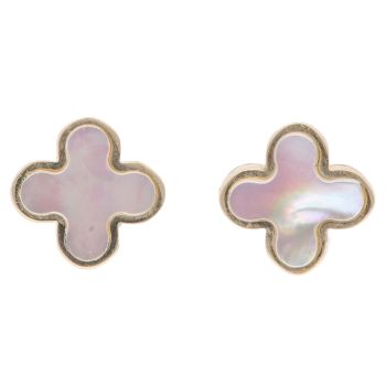 9ct Yellow Gold Mother of Pearl Floral Stud Earrings