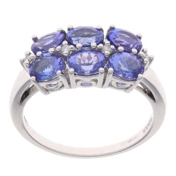 18ct White Gold 0.04ct Diamond And Tanzanite Cluster Ring