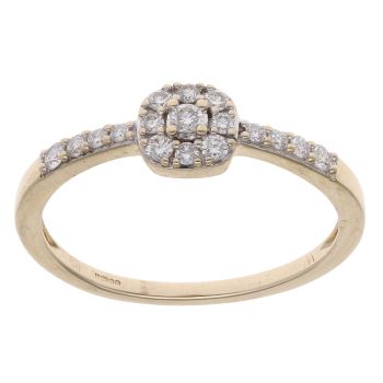 9ct Yellow Gold 0.20ct Diamond Cluster Ring