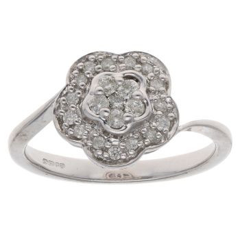 9ct White Gold 0.25ct Brilliant Cut Diamond Cluster Ring