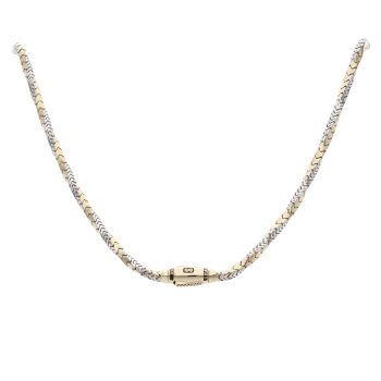 14ct Yellow And White Gold Monaco Spin Plain Lock Twist Chain 22"