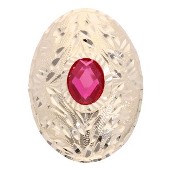 14ct Yellow Gold Red Gem Patterned Ring