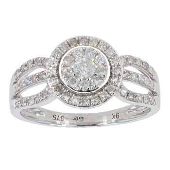 9ct White Gold Diamond Cluster Ring by Anya Belle