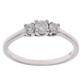 18ct White Gold 0.40ct Brilliant Cut Diamond Trilogy Ring