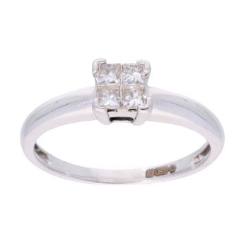 18ct White Gold 0.25ct Princess Cut Diamond Cluster Ring