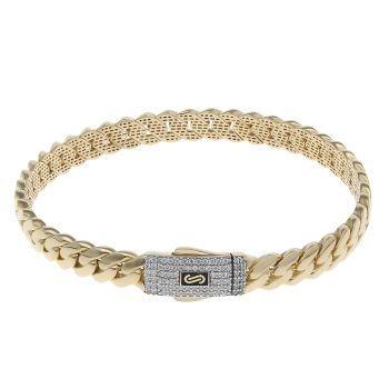 14ct Yellow Gold Monaco Classic Cubic Zirconia Pave Lock Bangle