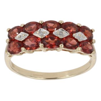 9ct Yellow Gold 0.01ct Diamond and Garnet Fancy Ring