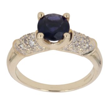 9ct Yellow Gold 0.10ct Diamond And Sapphire Ring