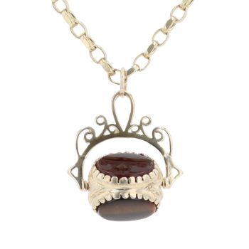 9ct Yellow Gold Fob Pendant And Chain 18"