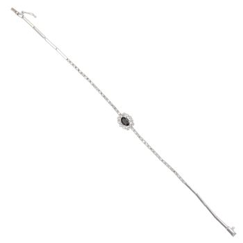 18ct White Gold 0.40ct Diamond and Sapphire Bracelet 7"