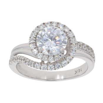 9ct White Gold Cubic Zirconia Twist Ring