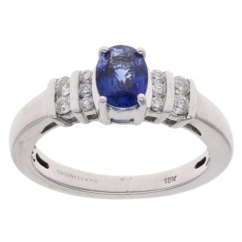 18ct White Gold 0.20ct Diamond And Sapphire Ring