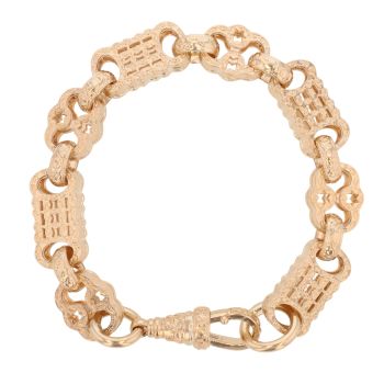 9ct Yellow Gold Stars And Bars Bracelet 9"