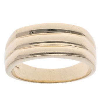 9ct Yellow Gold Linear Patterned Signet Ring