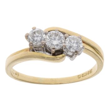 18ct Yellow Gold 0.50ct Brilliant Cut Diamond Trilogy Ring