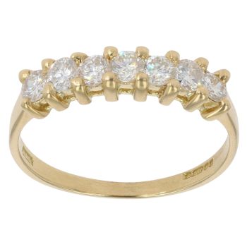 18ct Yellow Gold 0.70ct Brilliant Cut Diamond Half Eternity Ring