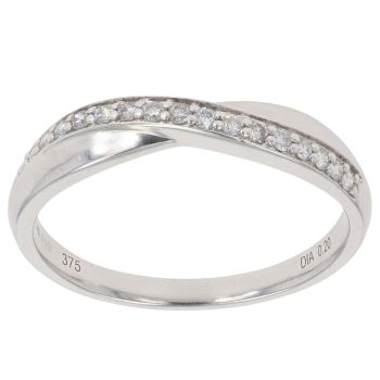 9ct White Gold 0.20ct Brilliant Cut Diamond Crossover Ring
