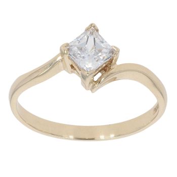 9ct Yellow Gold Cubic Zirconia Twist Ring