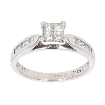 18ct White Gold 0.75ct Diamond Cluster Ring