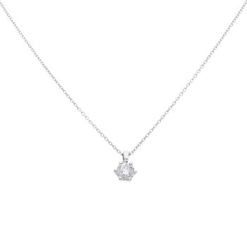 18ct White Gold 0.50ct Brilliant Cut Diamond Solitaire Pendant and Chain 18"