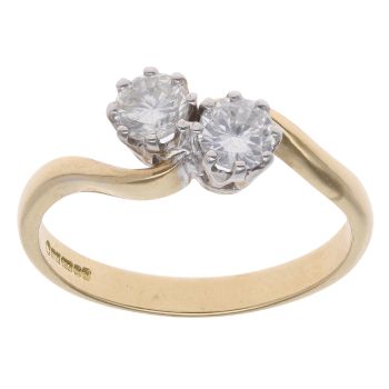 18ct Yellow Gold 0.65ct Brilliant Cut Diamond Two Stone Ring