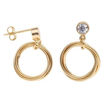 Silver Gold Plated Cubic Zirconia Multiloop Drop Earrings