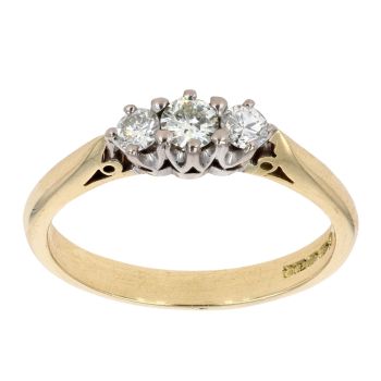 18ct Yellow Gold 0.35ct Diamond Trilogy Ring