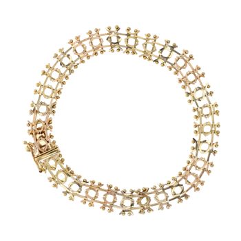 18ct Yellow, White And Rose Gold Fancy Bracelet 7"