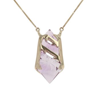 9ct Yellow Gold Amethyst Pendant And Chain 16"
