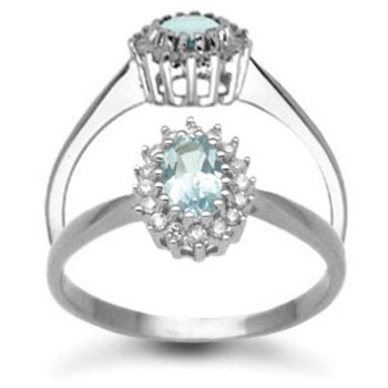 9 Carat White Gold 0.12pts Diamond & Blue Topaz Ring